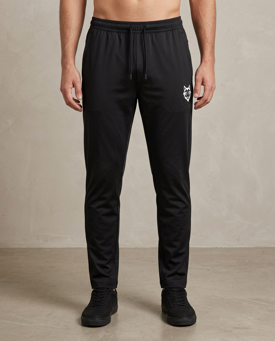 Bas de survetement Stride noir, coupe sport, face, Le Loup Street